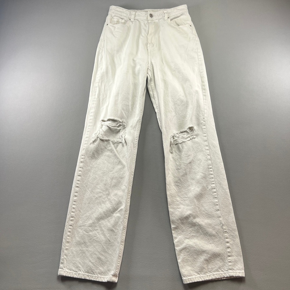 Pacsun '90s Boyfriend Jeans Womens 28 White Cotton Stretch High Rise Distressed